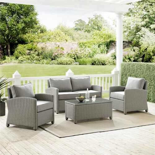 Crosley Bradenton 4 Piece Wicker Patio Sofa Set in Gray 1 Baker s