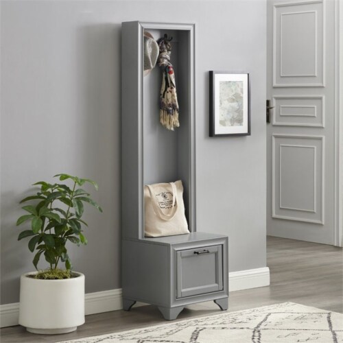 Crosley Tara Hall Tree in Distressed Gray Perspective: back