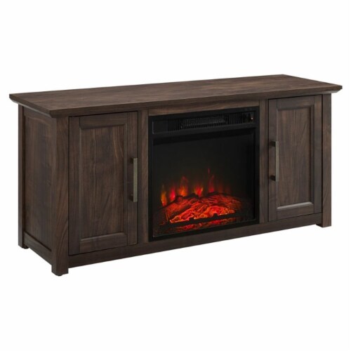 Low profile tv shop stand with fireplace