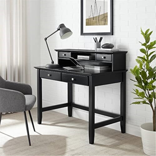 Crosley Furniture Campbell Wooden Writing Desk and Hutch in Black 1 Harris Teeter
