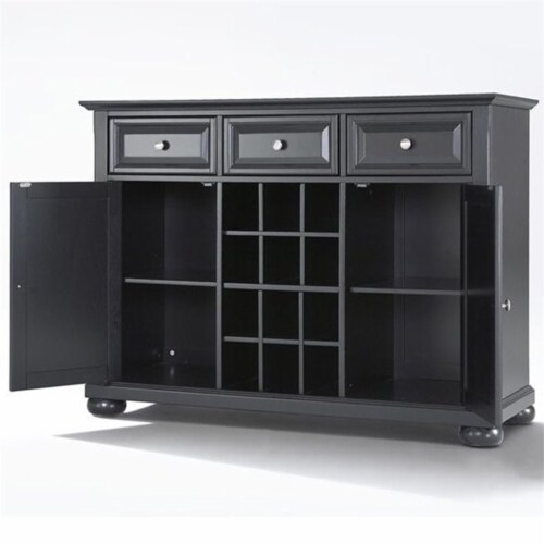 Black buffet table with wine rack deals
