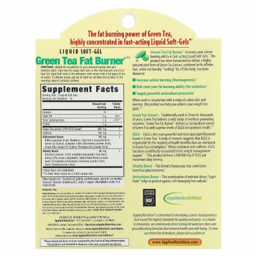 Applied Nutrition Green Tea Fat Burner - 30 Liquid Soft-Gels Perspective: back