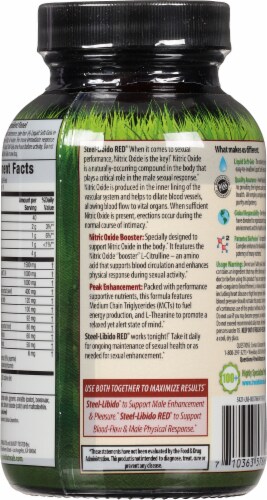 Irwin Naturals® Steel-Libido Red® magnum Blood-Flow Dietary Supplement Liquid Soft-Gels Perspective: back