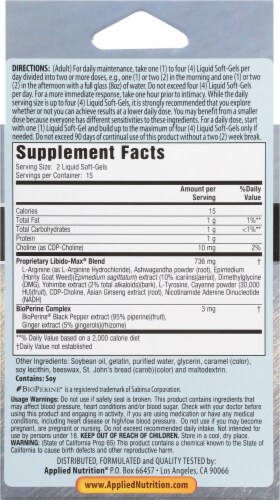 Libido-Max Male Enhancement Dietary Supplement Liquid Soft-Gels Perspective: back