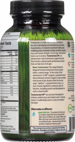 Irwin Naturals Testosterone UP Dietary Supplement Liquid Soft Gels Perspective: back