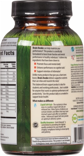 Irwin Naturals Brain Awake Liquid Soft Gels Perspective: back