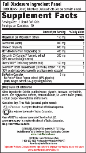 Irwin Naturals Turmeric After Sport Recovery Supplement Perspective: back