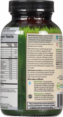 Irwin Naturals Milk Thistle Liver Detox Dietary Supplement Liquid Soft Gels Perspective: back
