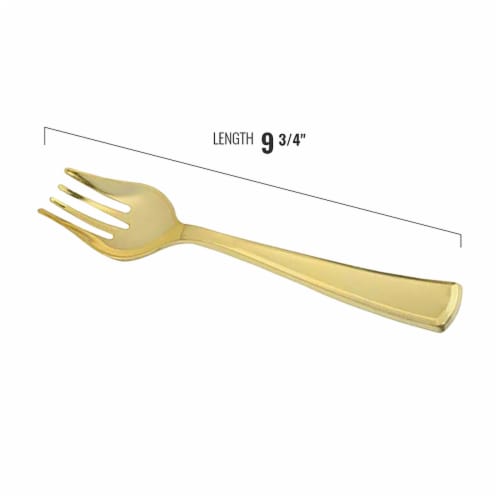 Gold Disposable Plastic Serving Forks (60 Serving Forks) Perspective: back