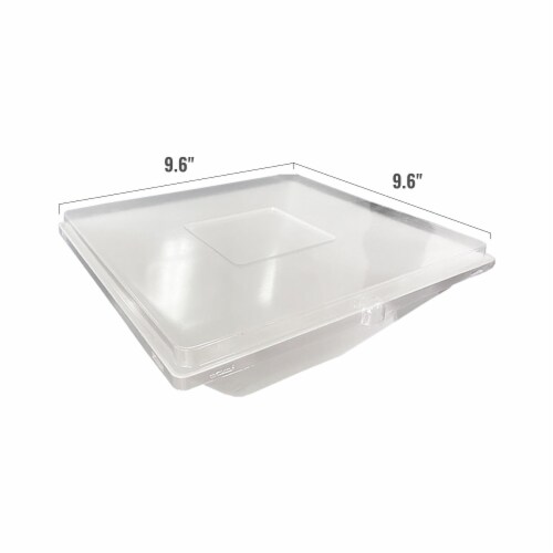 9.6  Clear Medium Square 64 oz. Bowl Disposable PET Lids (48 Lids) Perspective: back
