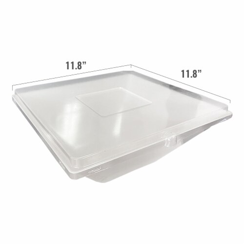 11.8  Clear Big Square 128 oz. Bowl Disposable PET Lids (48 Lids) Perspective: back