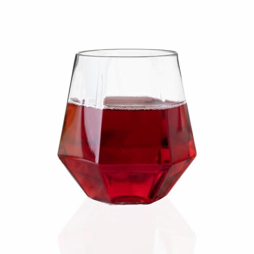 12 oz. Clear Hexagonal Stemless Plastic Wine Goblets (64 Glasses) Perspective: back