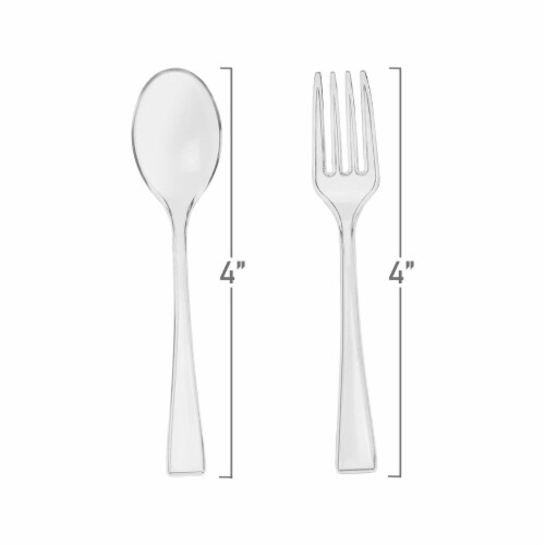 Clear Disposable Plastic Mini Flatware Set Dessert Spoons and Dessert