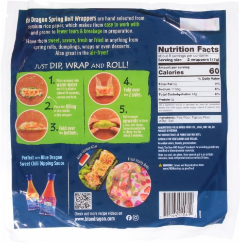 Blue Dragon® Spring Roll Wrappers Perspective: back
