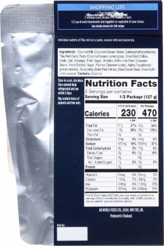 Blue Dragon® Thai Red Curry Cooking Sauce Kit Perspective: back