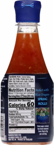 Blue Dragon® Reduced Sugar Thai Sweet Chili Sauce Perspective: back