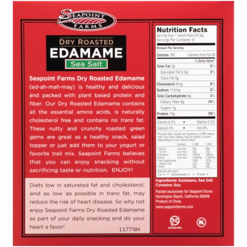 Seapoint Farms Dry Roasted Edamame with Sea Salt Perspective: back