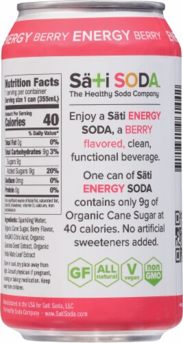 Sati Soda™ Energy Berry Beverage Perspective: back