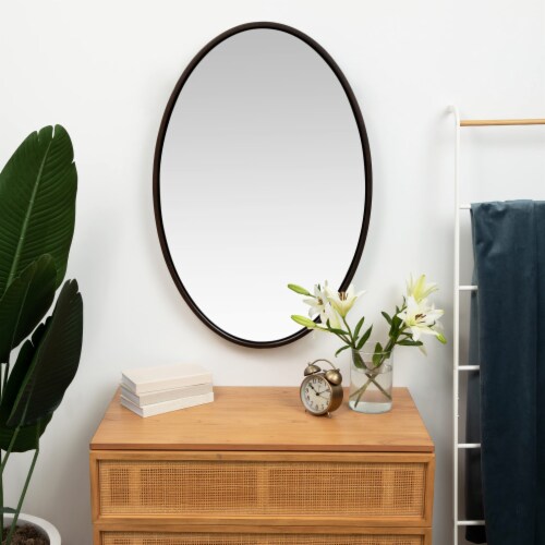 Hamilton Hills 24x36  Wenge Oval Mirror | Large Premium Wooden Mirror Perspective: back