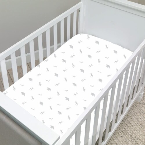 Baby Crib Sheets 3-Pack | Soft & Stretchy Jersey Cotton Fitted Crib Sheet | Forest Animals Perspective: back
