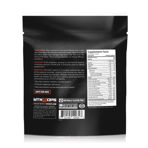MTN OPS® STM Stick Packs Multivitamin Perspective: back