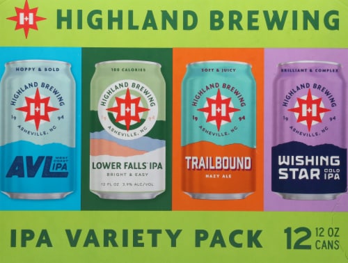 Highland Brewing Company IPA Variety Pack Beer Cans Perspective: back