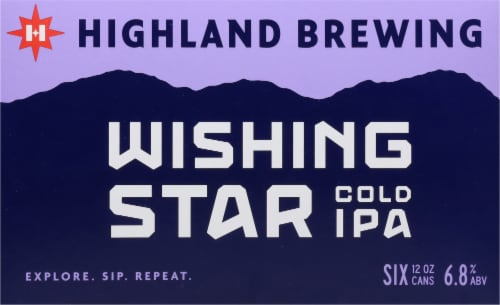 Highland Brewing Company Wishing Star Cold IPA Craft Beer Cans Perspective: back