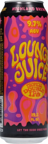 Highland Brewing Lounge Juice Tropical Double IPA Beer Can Perspective: back