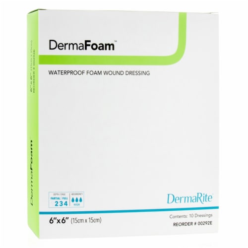 DermaFoam Foam Dressing 6 x 6 Square No Border Waterproof Backing 00292E 10 per Box Perspective: back