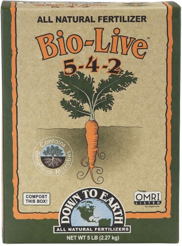 Down to Earth Organic Bio-Live Fertilizer Mix 5-4-2, 5 lb Perspective: back