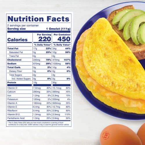 Eggland's Best Three Cheese Frozen Omelet, 2 count Perspective: back