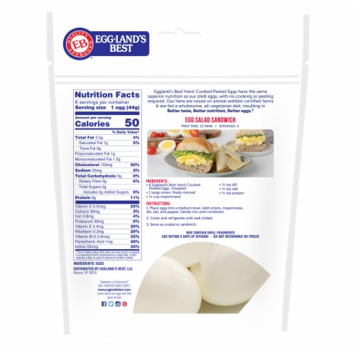 Eggland's Best Hard Cooked Eggs, Medium White, 6 count Perspective: back