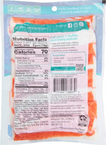 Trans-Ocean® Crab Classic Leg Style Imitation Crab Perspective: back