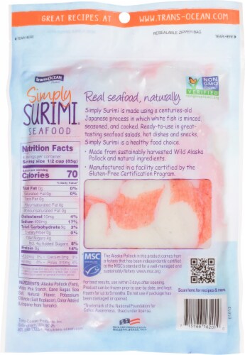 Trans-Ocean Simply Surimi Flake Style Surimi Seafood Perspective: back