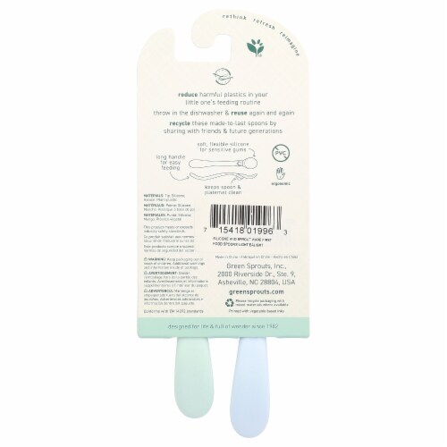 Green Sprouts® Silicone & Sprout Ware® First Food Spoons 6+ Months Light Ealight Perspective: back