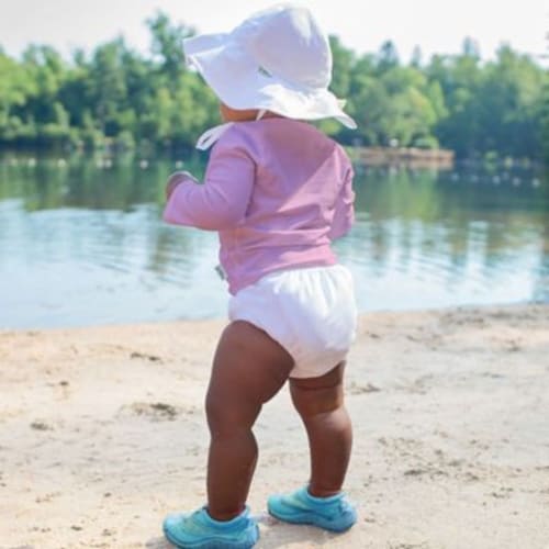 Green Sprouts Snap Reusable Absorbent White Swimsuit Diaper Perspective: back