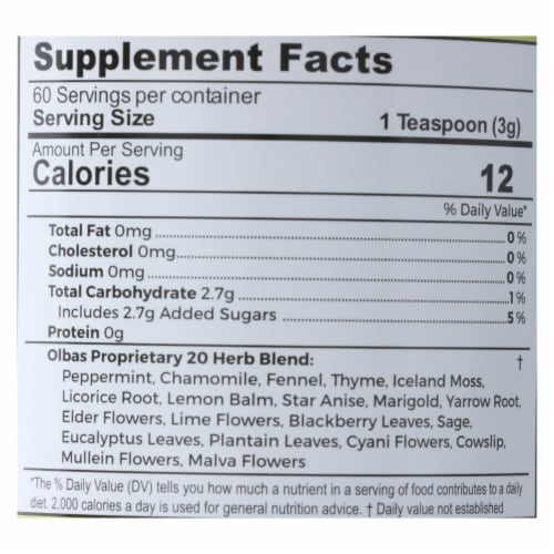 OLBAS Instant Wellness Herbal Tea Perspective: back