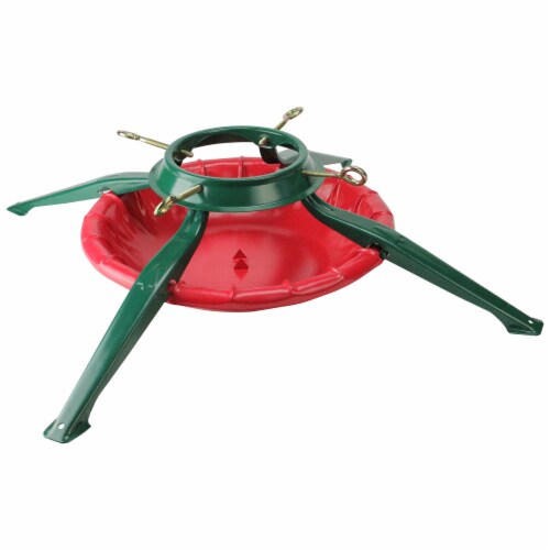 National Holiday Traditions 28' Green and Red Real Live Christmas Tree Stand Perspective: back