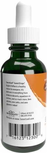 SweetLeaf Liquid Stevia Sweet Drops English Toffee Flavored Liquid Drops Perspective: back
