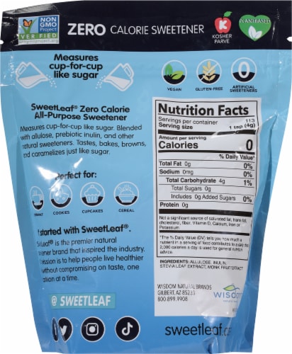 SweetLeaf® Indulge Granular Zero Calorie All-Purpose Sweetener Perspective: back