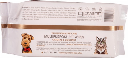 Giovanni® Professional Pet Care Oatmeal & Coconut Multipurpose Pet Wipes Perspective: back