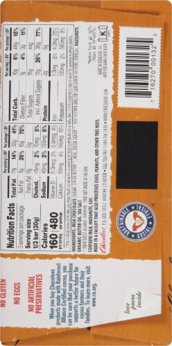 Chocolove Hazelnuts in Milk Chocolate Bar Perspective: back