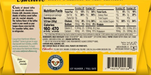 Chocolove® Toffee & Almonds Milk Chocolate Candy Bar Perspective: back