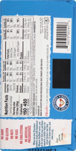 Chocolove Peppermint in Dark Chocolate Bar Perspective: back
