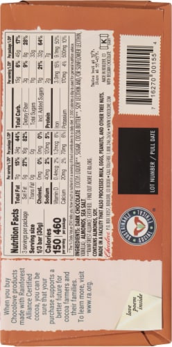 Chocolove® Almonds & Sea Salt Dark Chocolate Candy Bar Perspective: back