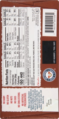 Chocolove Coffee Crunch in Dark Chocolate Bar Perspective: back