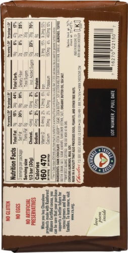 Chocolove Almonds Toffee & Sea Salt in Dark Chocolate Bar Perspective: back