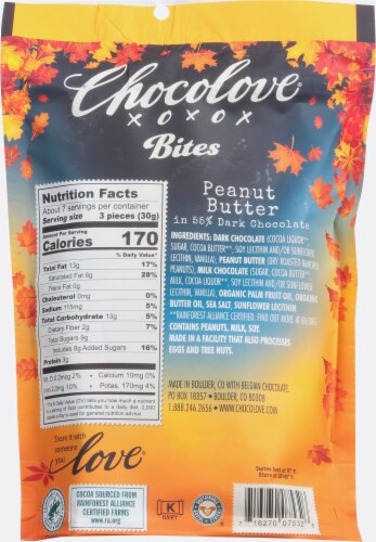 Chocolove® Dark Chocolate Peanut Butter Bites Perspective: back