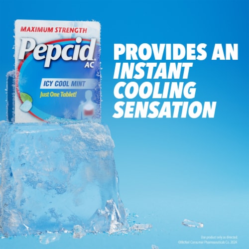 Pepcid AC Maximum Strength Heartburn Tablets, Icy Cool Mint Perspective: back