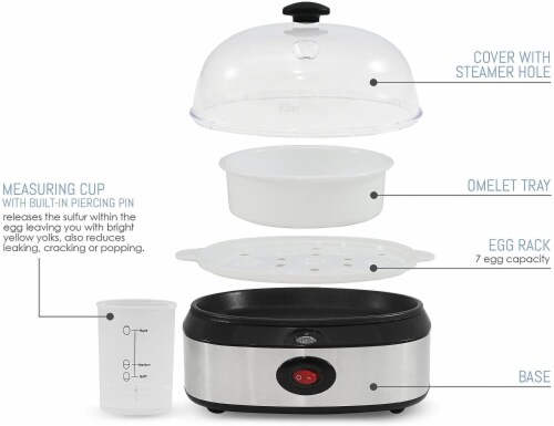 Elite Platinum Stainless Steel Automatic Easy Egg Cooker - Silver/Black Perspective: back